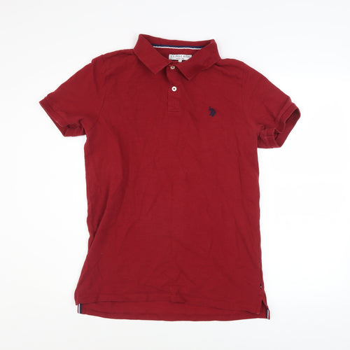 U.S. Polo Assn. Men's Red Cotton Short Sleeve Polo Shirt Size L