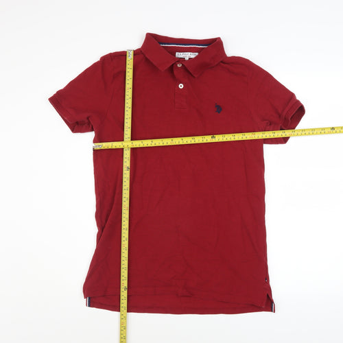 U.S. Polo Assn. Men's Red Cotton Short Sleeve Polo Shirt Size L