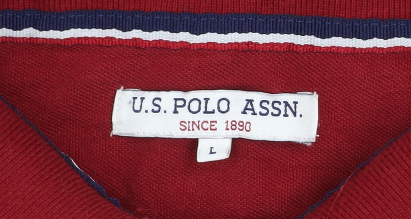 U.S. Polo Assn. Men's Red Cotton Short Sleeve Polo Shirt Size L