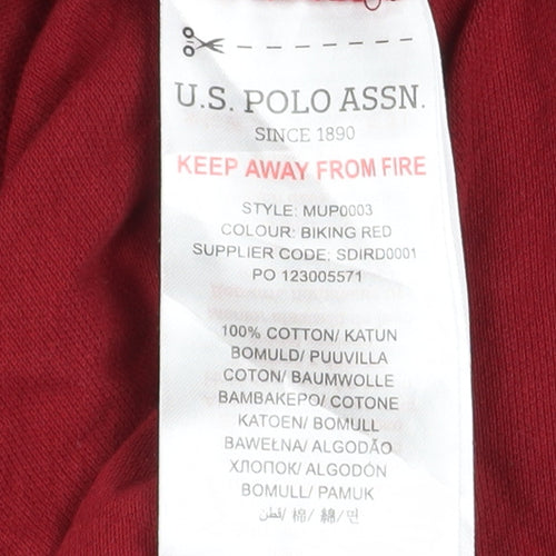 U.S. Polo Assn. Men's Red Cotton Short Sleeve Polo Shirt Size L