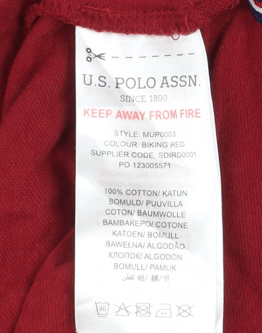U.S. Polo Assn. Men's Red Cotton Short Sleeve Polo Shirt Size L