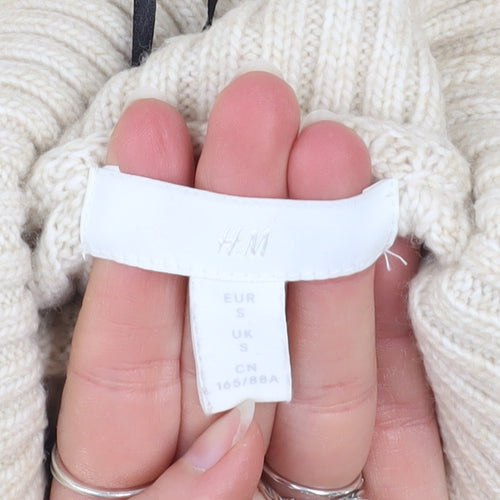 H&M Women’s Beige Roll Neck Ribbed Knit Jumper S