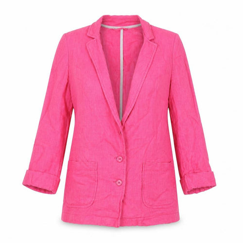 Topshop Women's Pink Linen Blazer Jacket UK 8 3/4 Sleeve