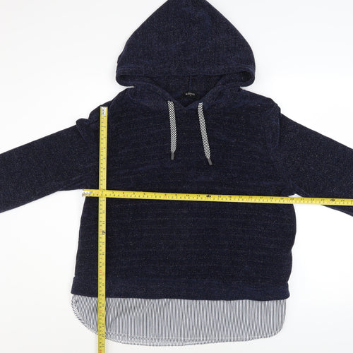 Klass Women Navy Blue Hooded Pullover Sweatshirt Size M Polyester Blend
