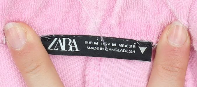 Zara Womens Pink Jogger Sweatpants M Cotton Blend Elastic Waist