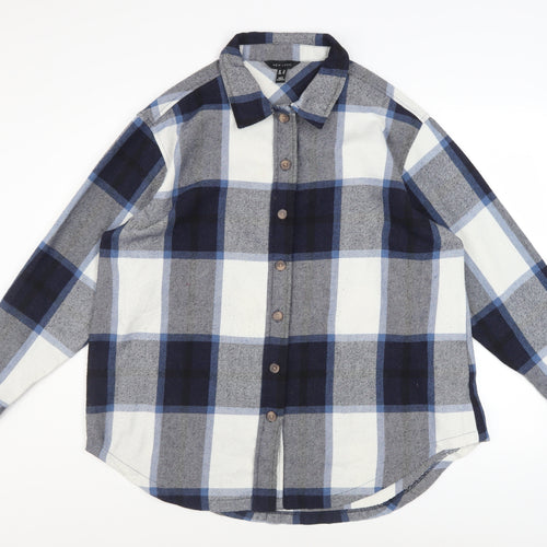 New Look Women's Blue Checked Long Sleeve Flannel Shirt UK 14
