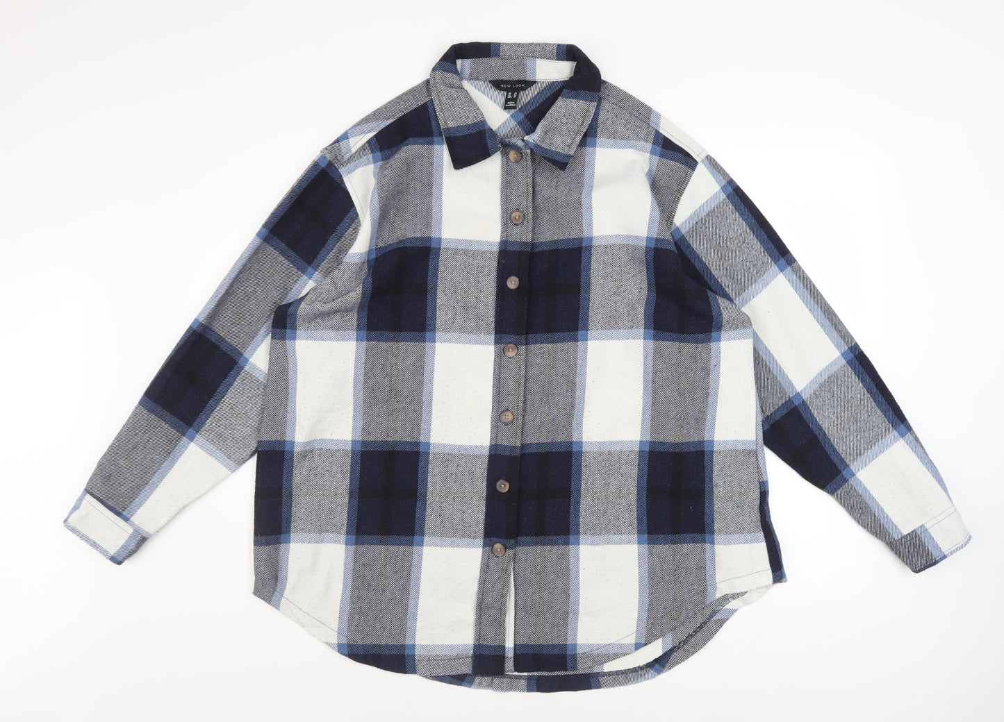 New Look Women's Blue Checked Long Sleeve Flannel Shirt UK 14