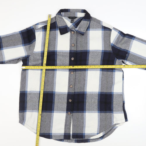 New Look Women's Blue Checked Long Sleeve Flannel Shirt UK 14