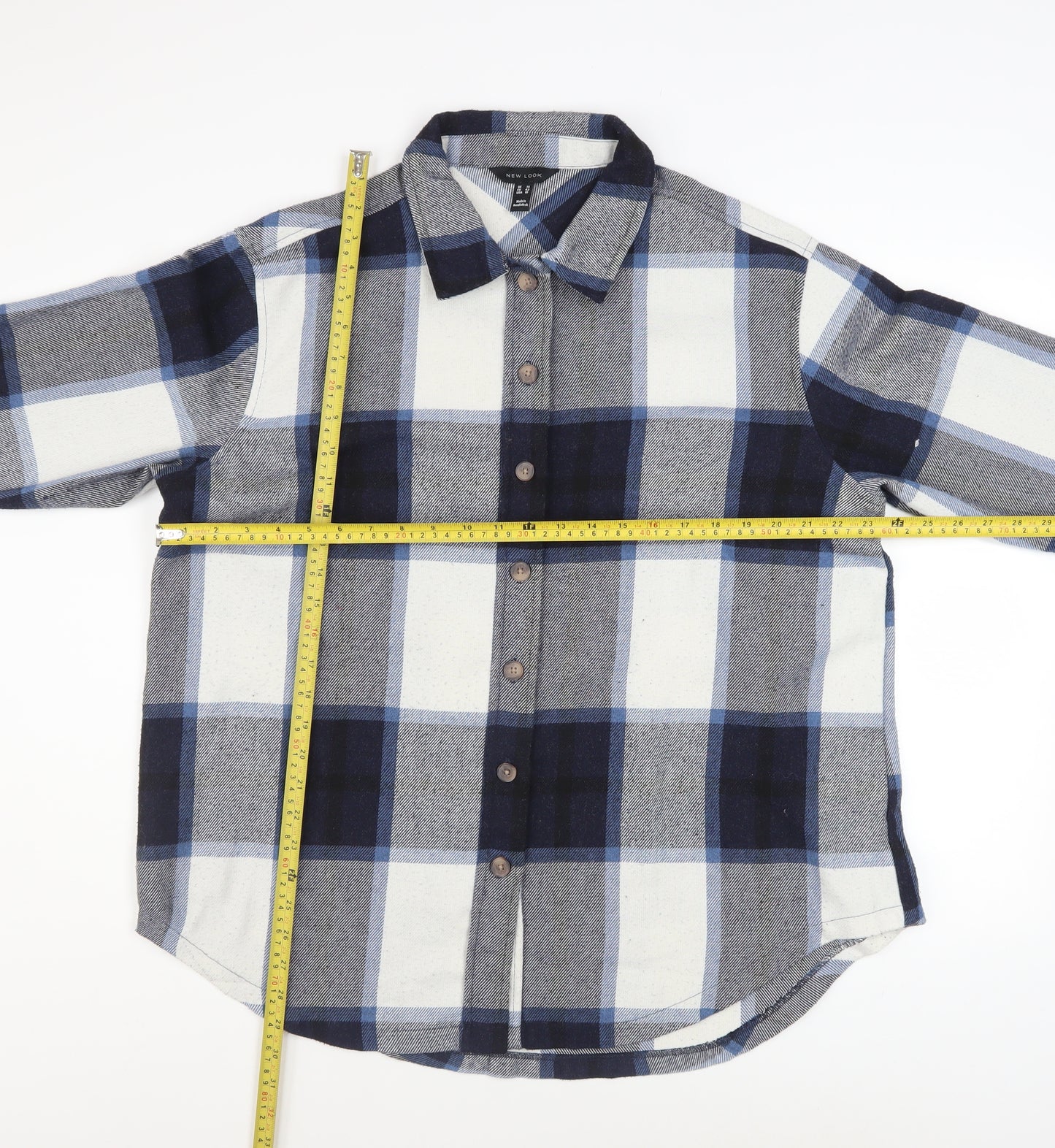 New Look Women's Blue Checked Long Sleeve Flannel Shirt UK 14