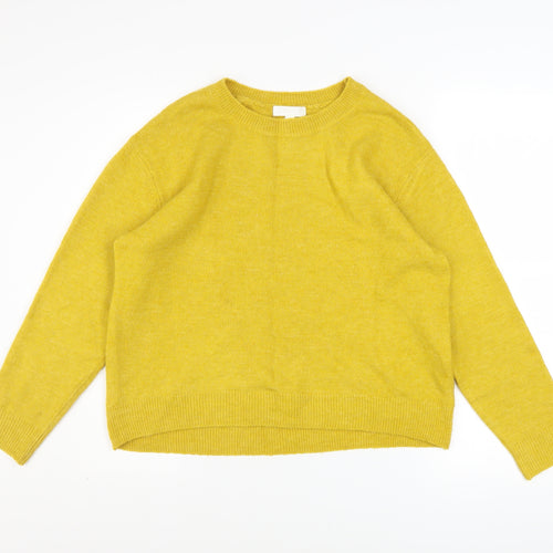 H&M Women Yellow Wool Blend Crew Neck Long Sleeve Jumper Size S