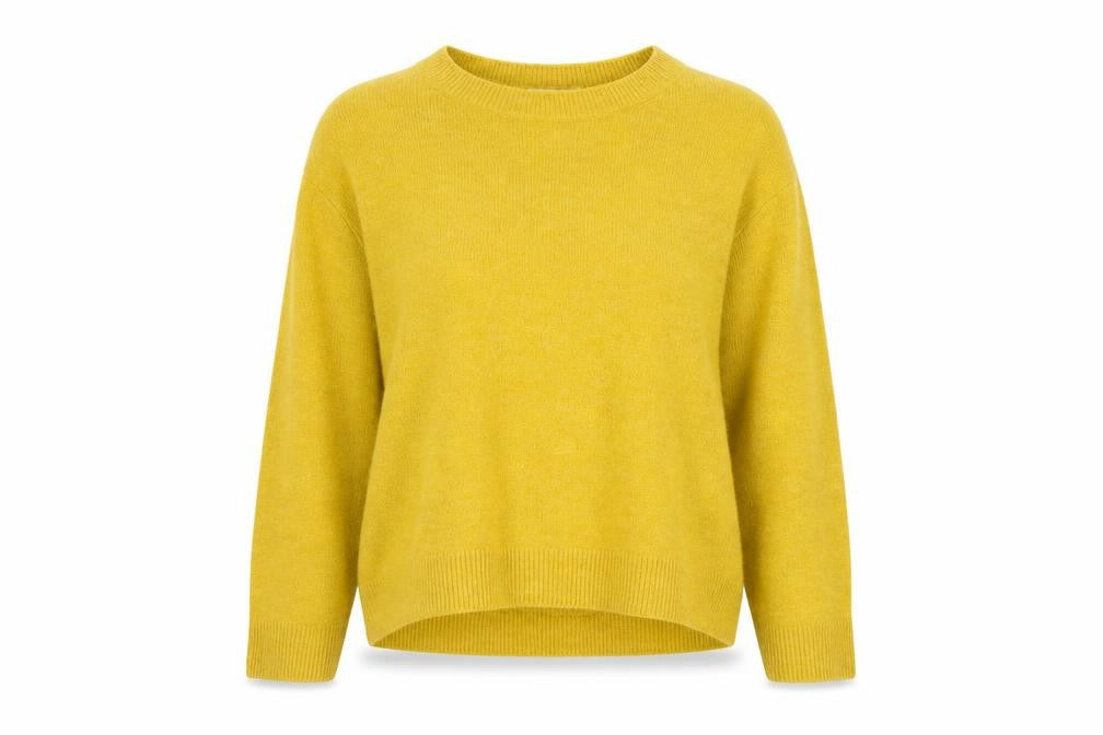H&M Women Yellow Wool Blend Crew Neck Long Sleeve Jumper Size S