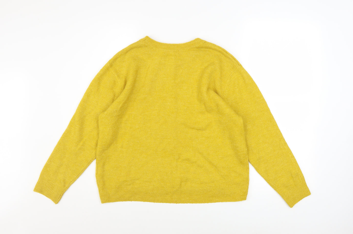 H&M Women Yellow Wool Blend Crew Neck Long Sleeve Jumper Size S