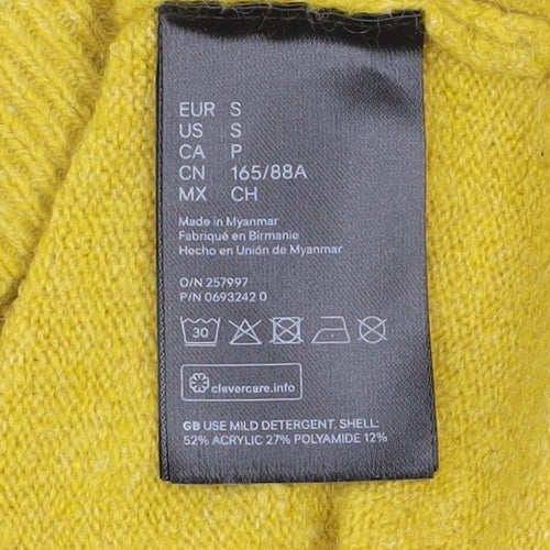 H&M Women Yellow Wool Blend Crew Neck Long Sleeve Jumper Size S