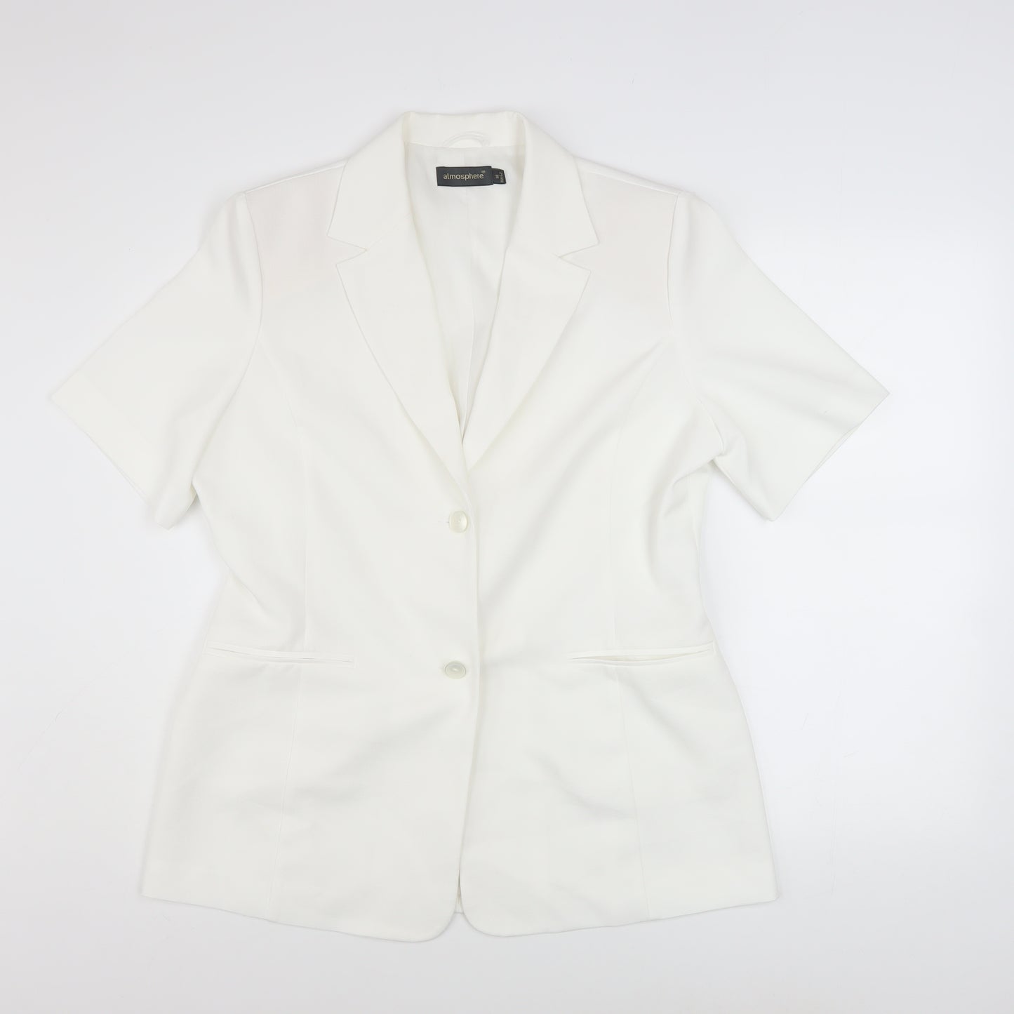 Atmosphere Women's White Short Sleeve Blazer Size 14 Smart Classic Workwear