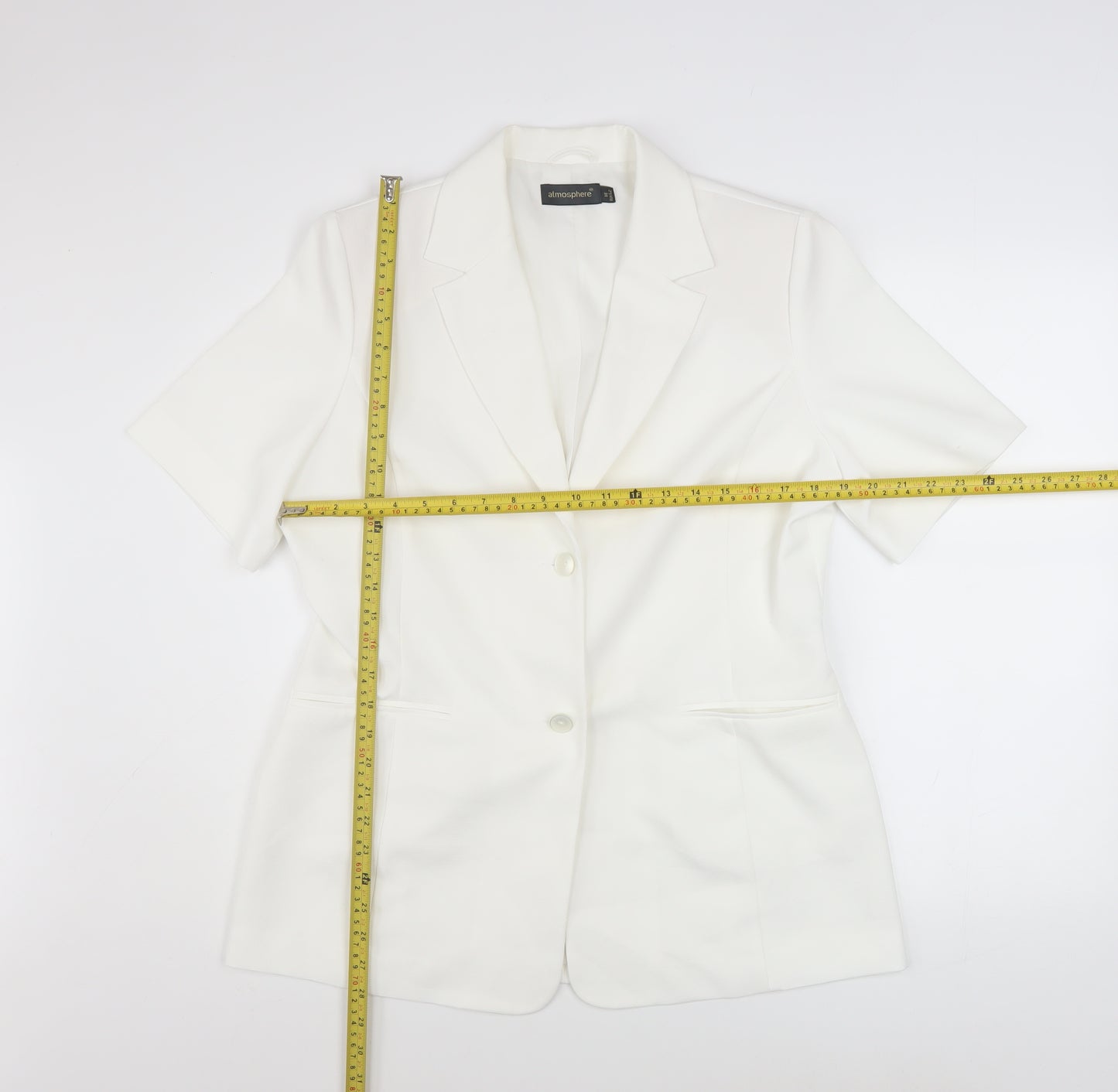 Atmosphere Women's White Short Sleeve Blazer Size 14 Smart Classic Workwear
