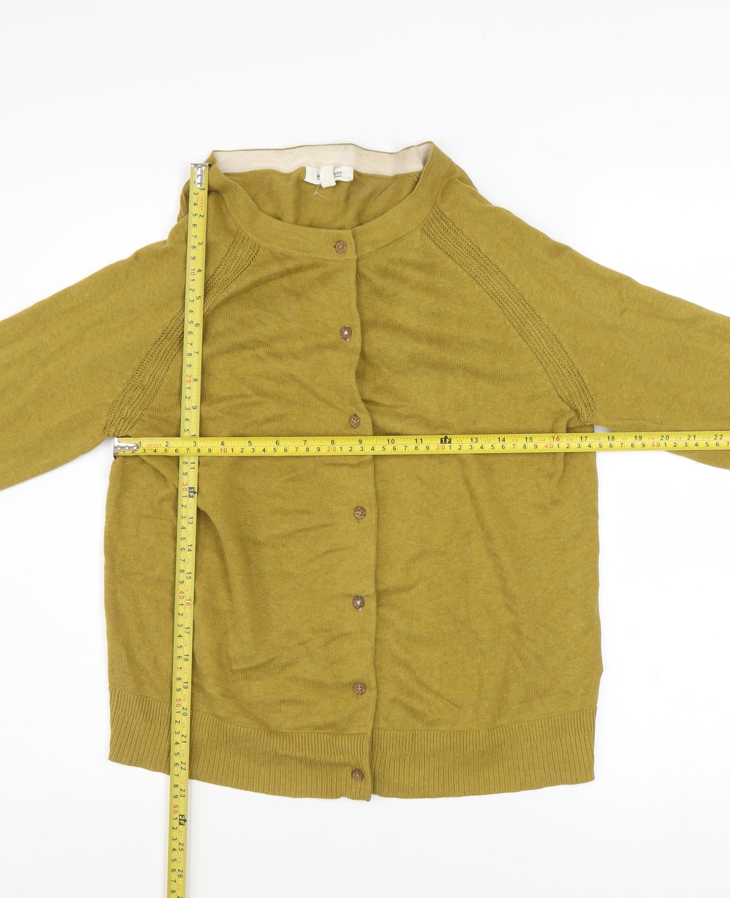 White Stuff Women's Green Cotton Button Cardigan UK 12