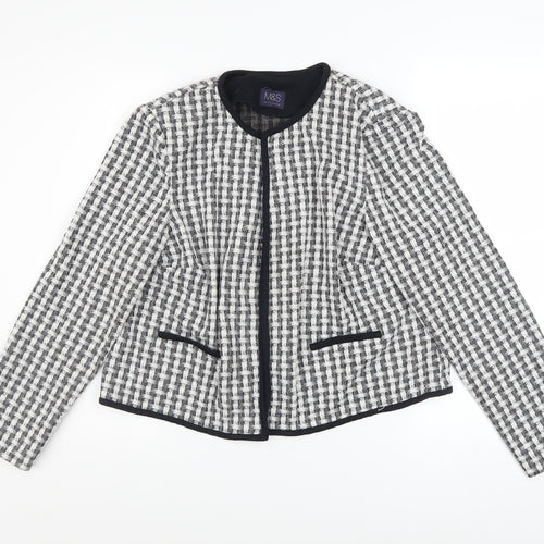 Marks and Spencer Women's Black Check Tweed Blazer Size 14