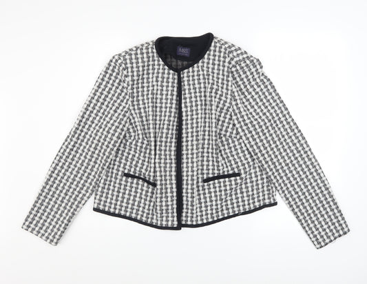 Marks and Spencer Women's Black Check Tweed Blazer Size 14