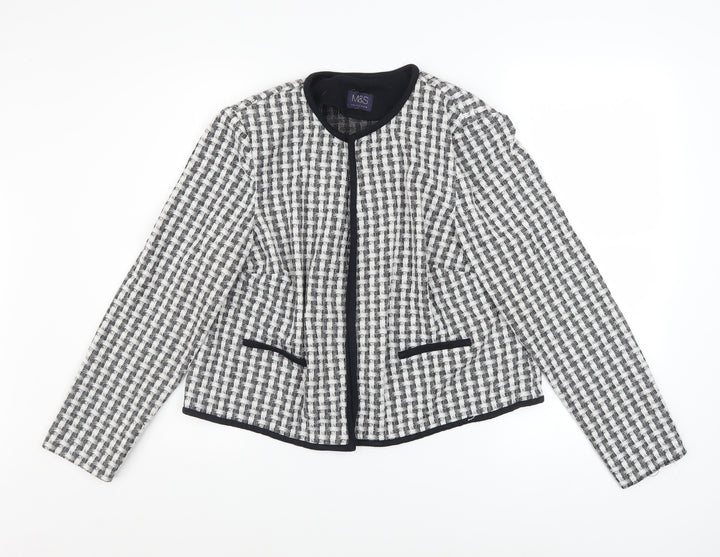Marks and Spencer Women's Black Check Tweed Blazer Size 14