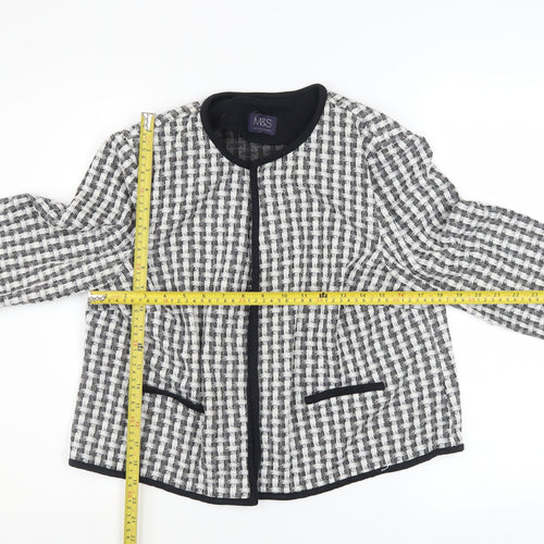 Marks and Spencer Women's Black Check Tweed Blazer Size 14