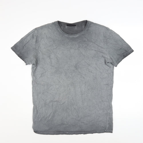 Gasoline Men's Grey Cotton Crew Neck Short Sleeve T-Shirt L