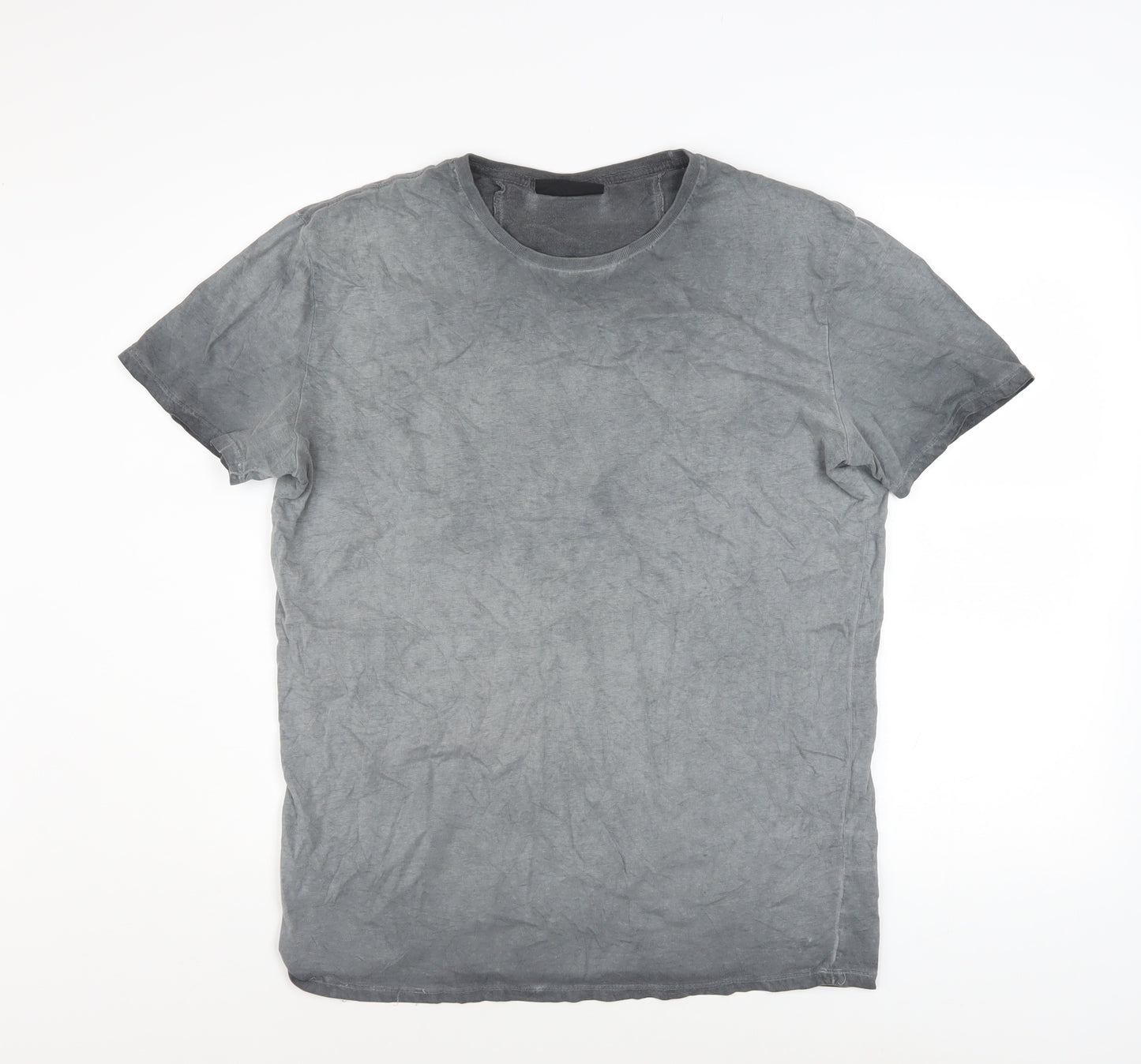 Gasoline Men's Grey Cotton Crew Neck Short Sleeve T-Shirt L