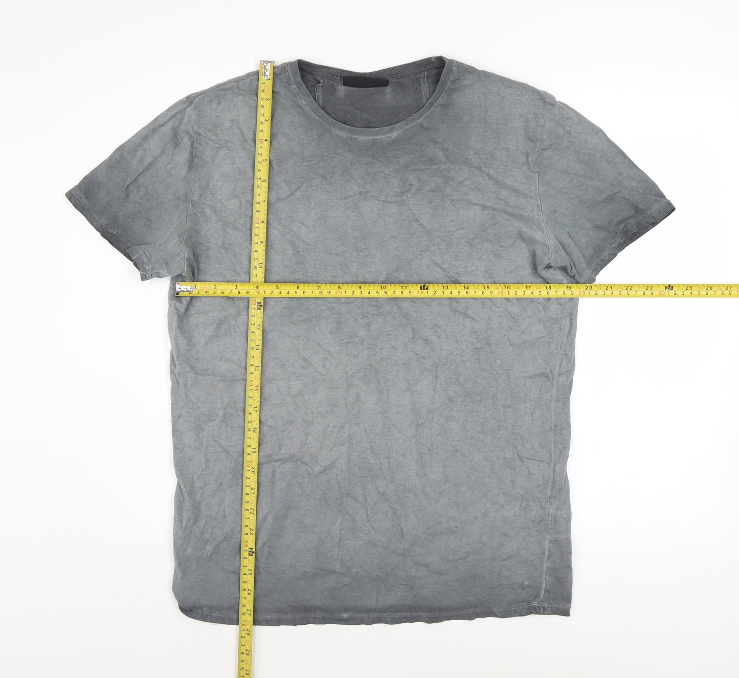 Gasoline Men's Grey Cotton Crew Neck Short Sleeve T-Shirt L
