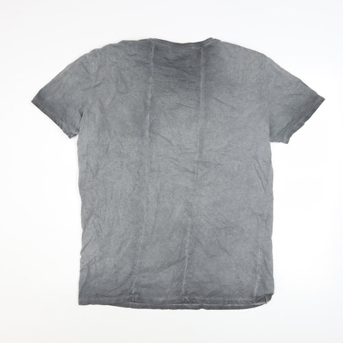 Gasoline Men's Grey Cotton Crew Neck Short Sleeve T-Shirt L