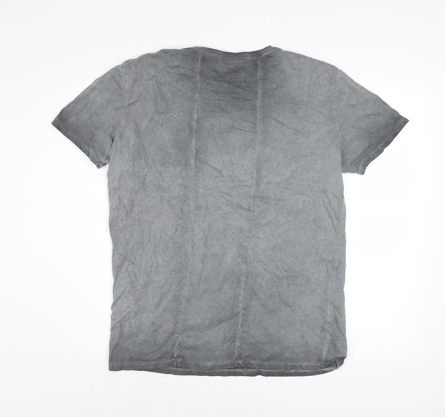 Gasoline Men's Grey Cotton Crew Neck Short Sleeve T-Shirt L