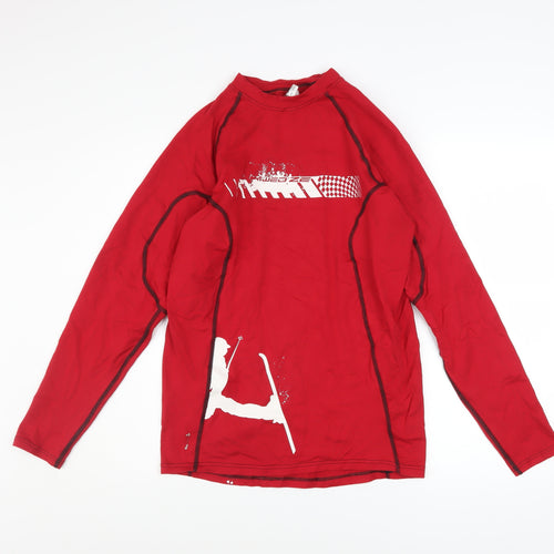 Decathlon Men's Red Long Sleeve Ski Base Layer Top M