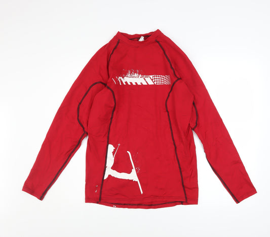 Decathlon Men's Red Long Sleeve Ski Base Layer Top M