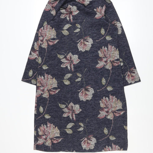 Bonmarché Women Blue Floral Shift Dress Size 12 3/4 Sleeve