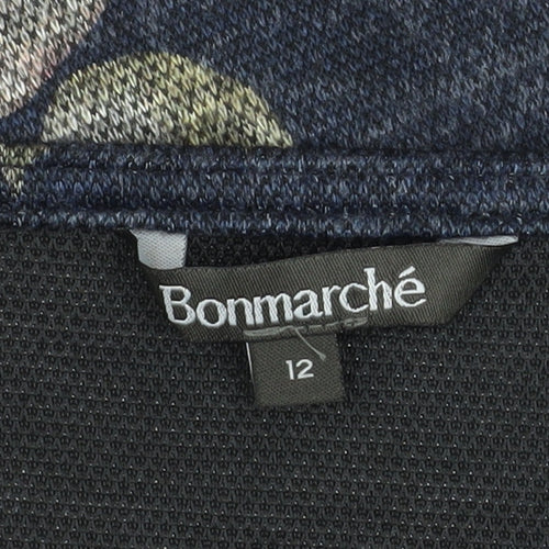 Bonmarché Women Blue Floral Shift Dress Size 12 3/4 Sleeve