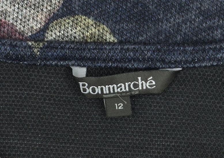 Bonmarché Women Blue Floral Shift Dress Size 12 3/4 Sleeve
