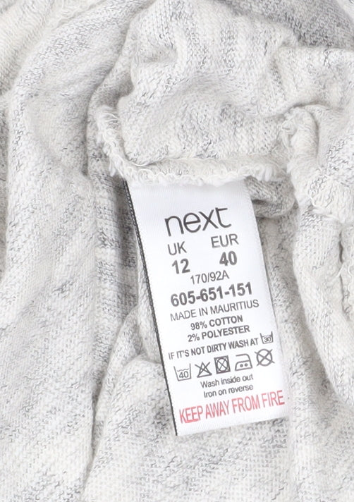 Next Women Grey Pullover Sweatshirt Size 12 Cotton Blend Casual