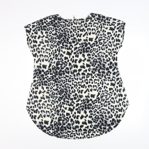 Cool Melon Womens Black Leopard Print Short Sleeve Basic T-Shirt L
