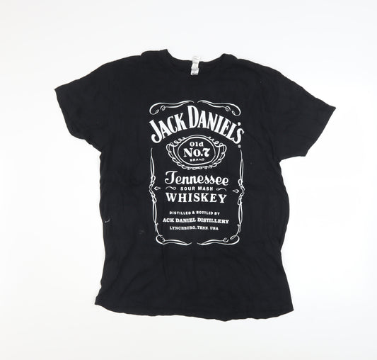 Roly Men’s Black Jack Daniel’s Graphic Cotton T-Shirt L