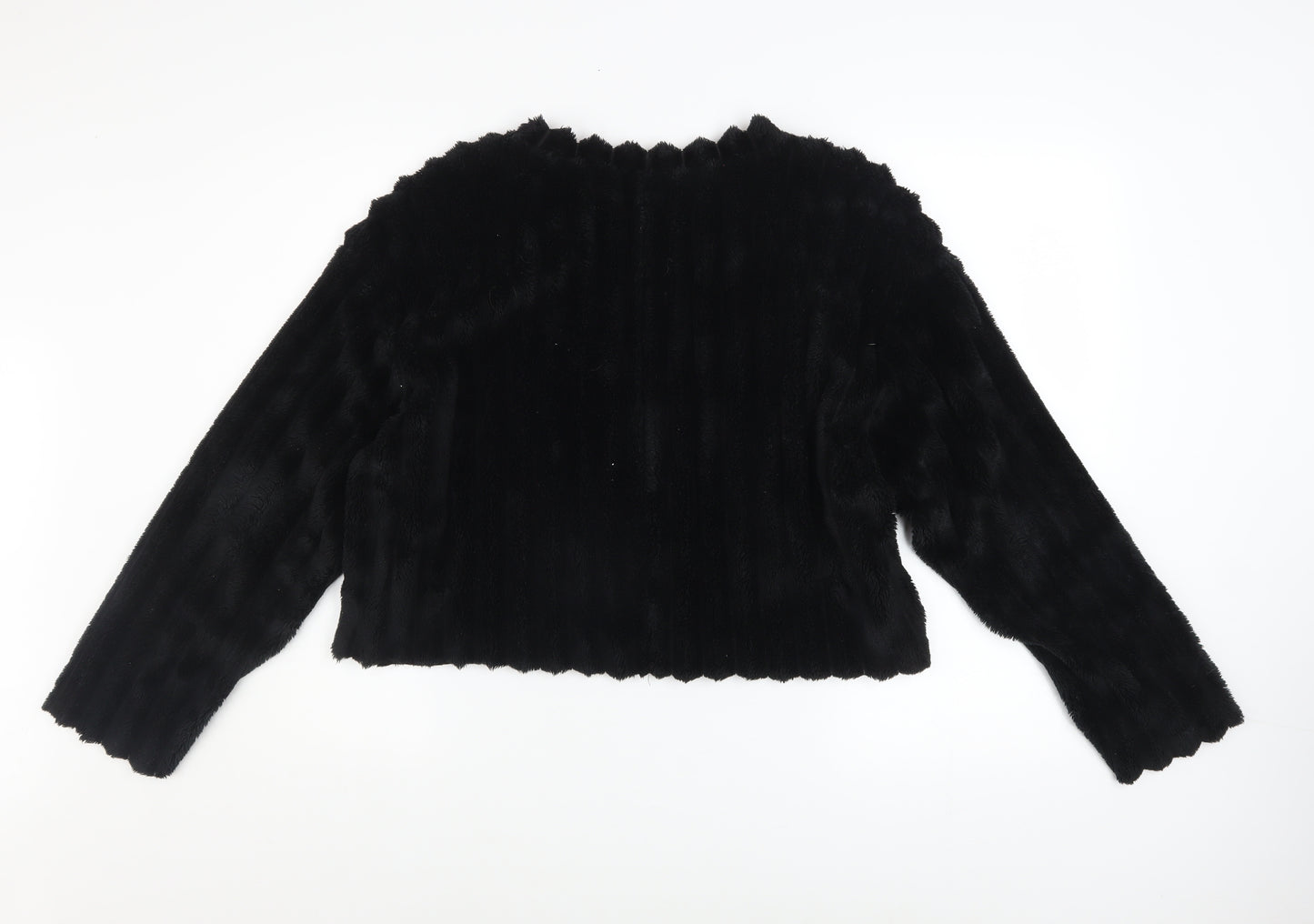 Zara Women Black Faux Fur Pullover Sweatshirt Size M
