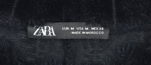 Zara Women Black Faux Fur Pullover Sweatshirt Size M