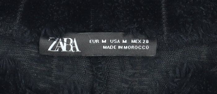 Zara Women Black Faux Fur Pullover Sweatshirt Size M