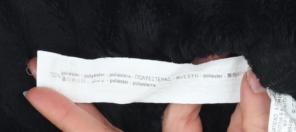 Zara Women Black Faux Fur Pullover Sweatshirt Size M