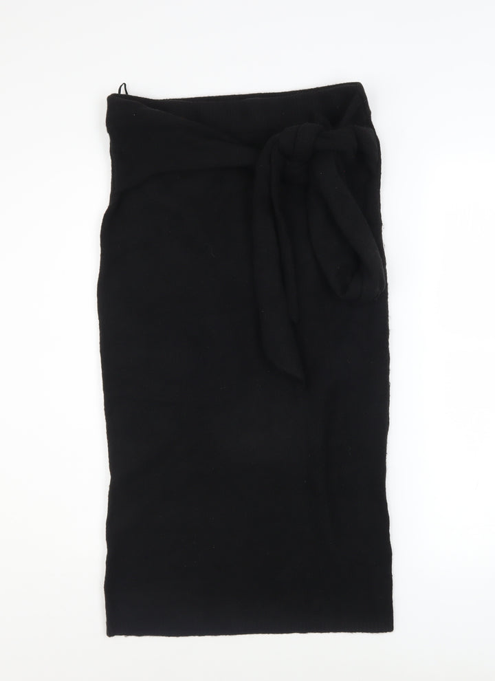 Great Plains Women Black Size 10 Knit Wrap Midi Skirt