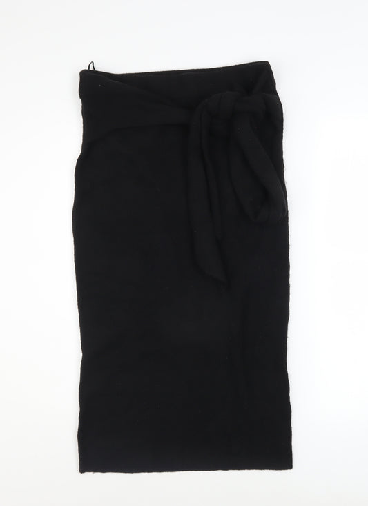 Great Plains Women Black Size 10 Knit Wrap Midi Skirt