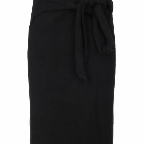 Great Plains Women Black Size 10 Knit Wrap Midi Skirt