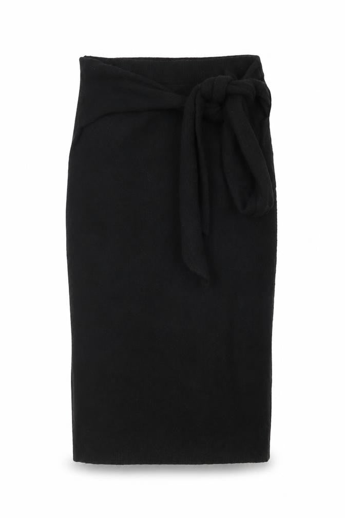 Great Plains Women Black Size 10 Knit Wrap Midi Skirt