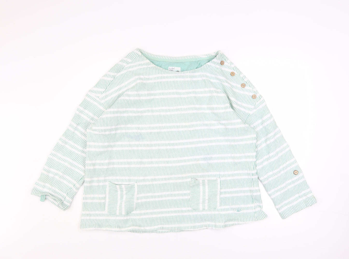 Mantaray Women Green White Stripe Pullover Sweatshirt Size 20