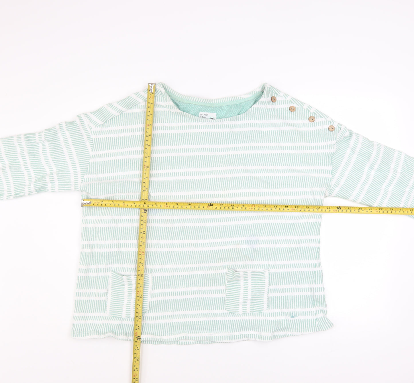 Mantaray Women Green White Stripe Pullover Sweatshirt Size 20