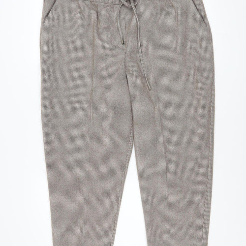 Bonmarché Women's Brown Check Cropped Trousers Size 20