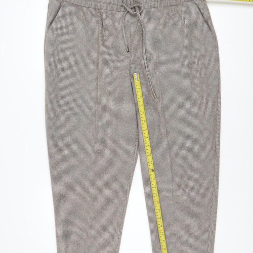 Bonmarché Women's Brown Check Cropped Trousers Size 20