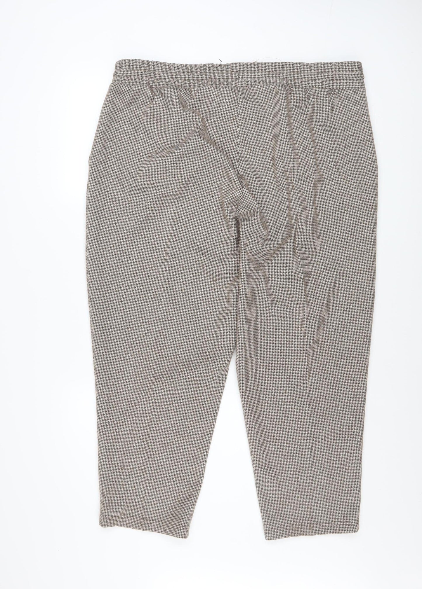 Bonmarché Women's Brown Check Cropped Trousers Size 20